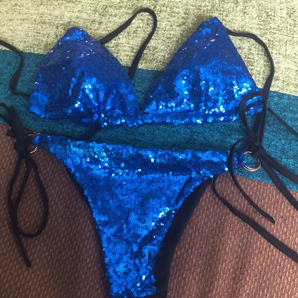 Blue and black sequin bikini  NEW w/o tags